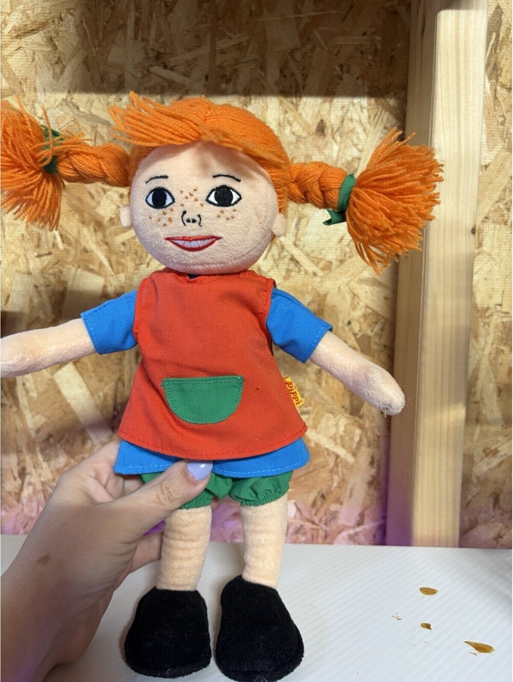 Vintage Pippi Longstocking Plush Doll - Micki Toys Astrid  Stuffed Toy 12" Tall